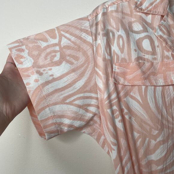 Vintage 70s Pink Tabby of California Abstract Botanical Print Shirtdress Sz 10 - Picture 8 of 13